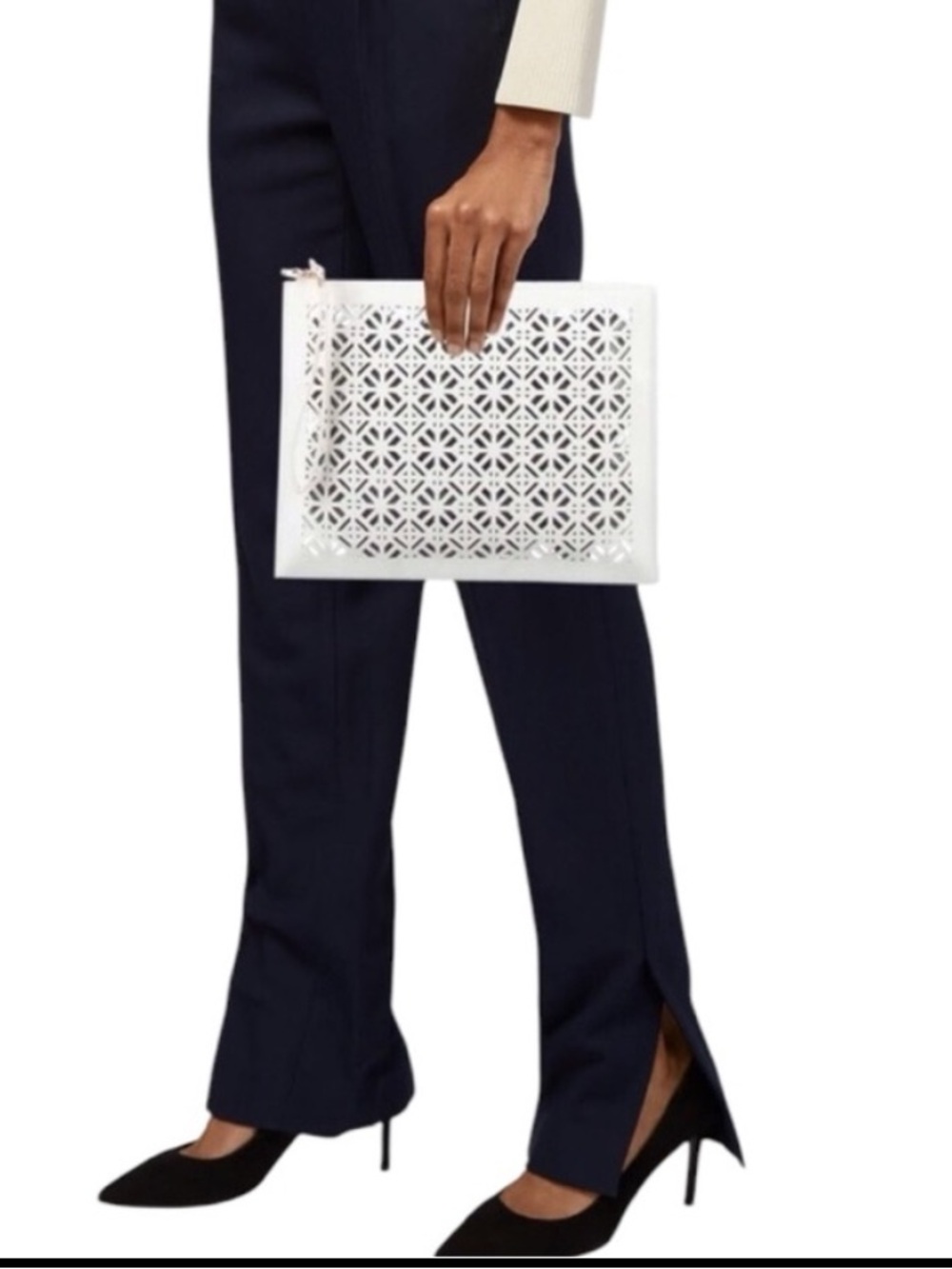 Tory Burch Laser Stamped Off White Pouch